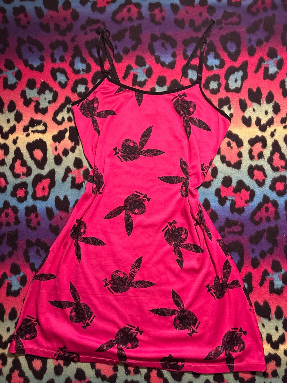 VINTAGE Y2K playboy bunny Pink Slip Dress